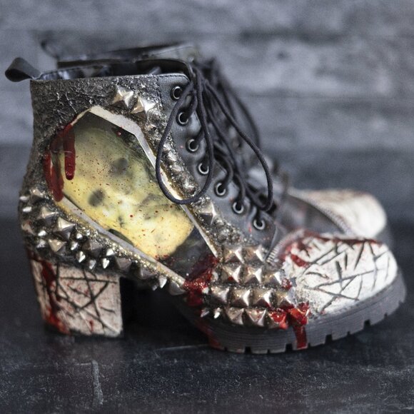 Michael Myers Zombie Peepshow Horror Boots - Size 8 - Bloody Horror Booties - Picture 4 of 13